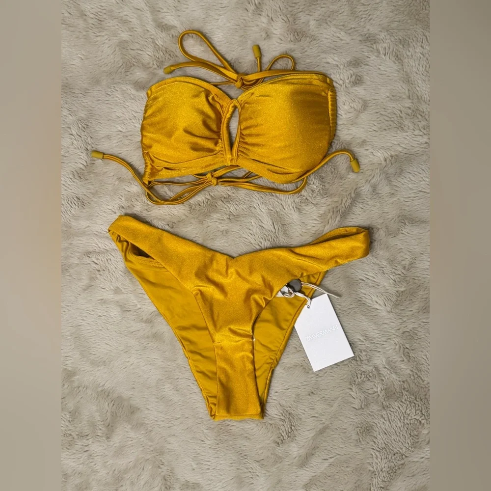 Zimmermann Empire Diamond Cutout Halter Bikini Marigold - Picture 2 of 6